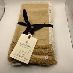 NEW 4pk Cross Dyed Napkins Golden Yellow‎ Hearth & Hand Magnolia Linen Cotton